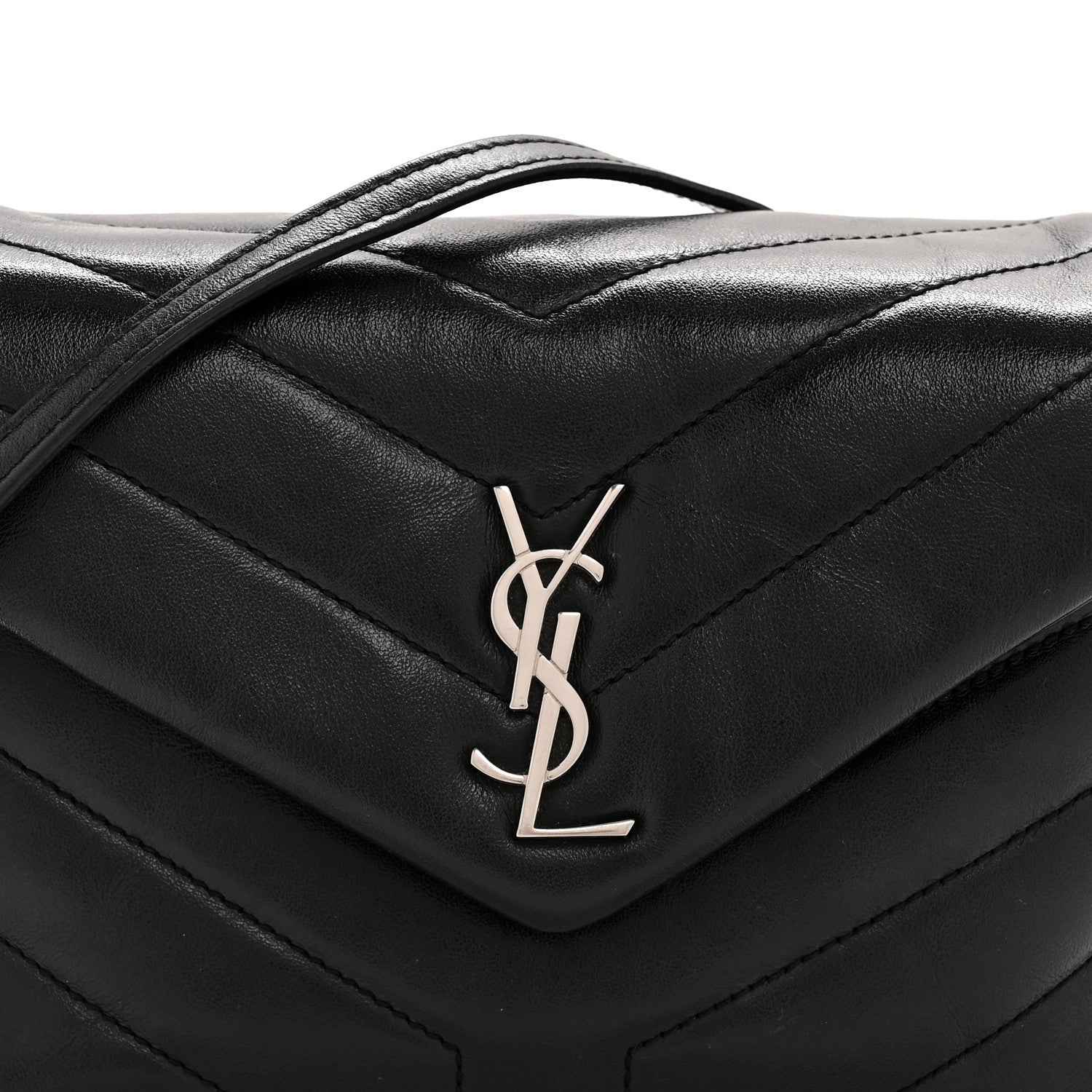 Saint Laurent Calfskin Y Quilted Monogram Toy Loulou Crossbody Bag Black 8 of 14