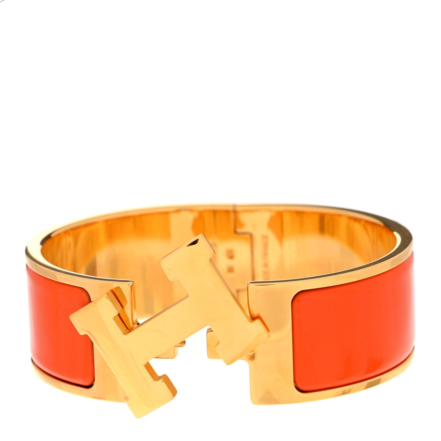 Hermes Enamel Wide Clic Clac H Bracelet GM Orange 5 of 5