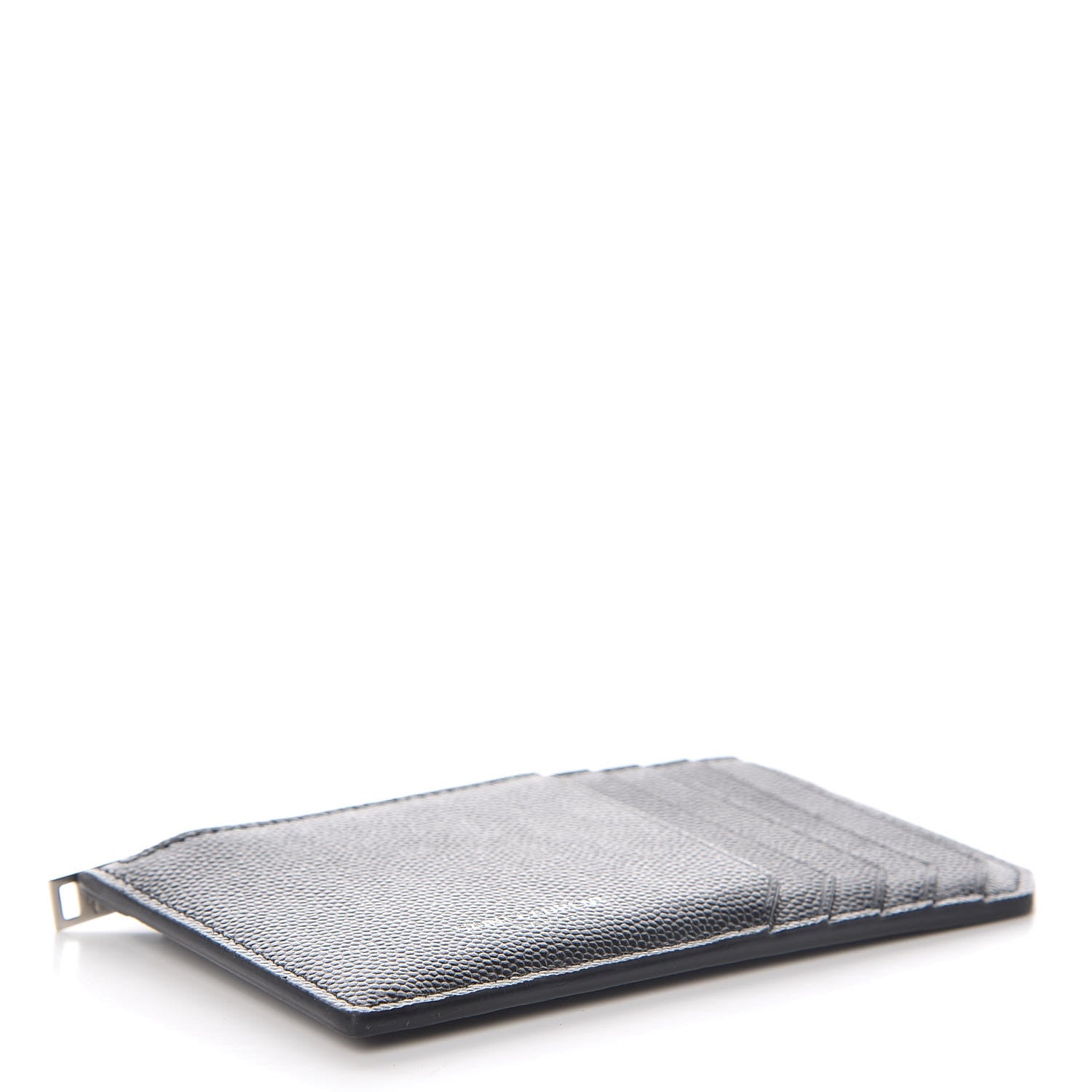 Saint Laurent Grained Calfskin 5 Fragments Zip Pouch Card Holder Black 4 of 6