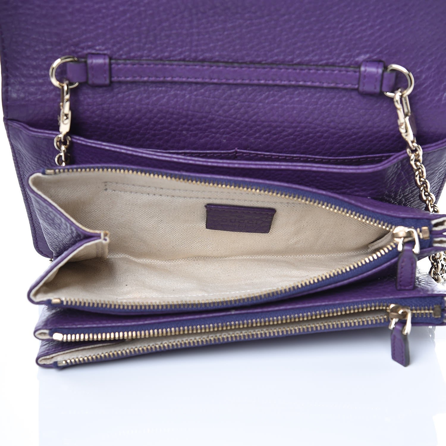 Gucci Pebbled Calfskin Piston Broadway Evening Bag Purple 5 of 7