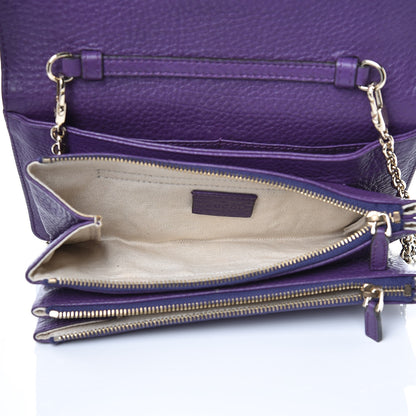 Gucci Pebbled Calfskin Piston Broadway Evening Bag Purple 5 of 7