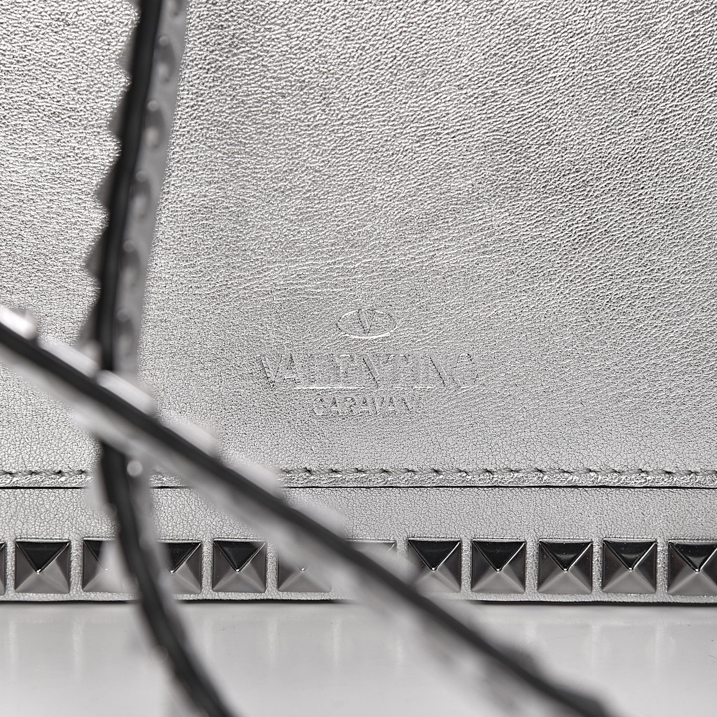 Metallic Calfskin Small Rockstud No Limit Shoulder Bag Silver