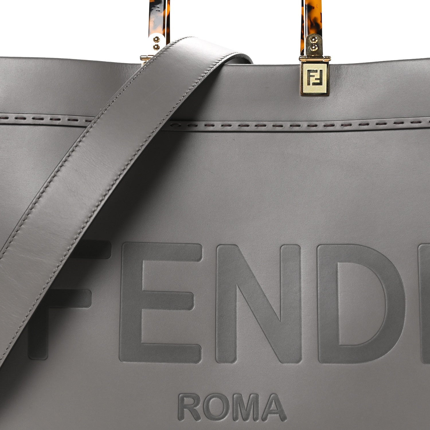 Fendi Vitello King Plexiglass Logo Embossed Medium Fendi Sunshine Shopper Tote Moon 7 of 9