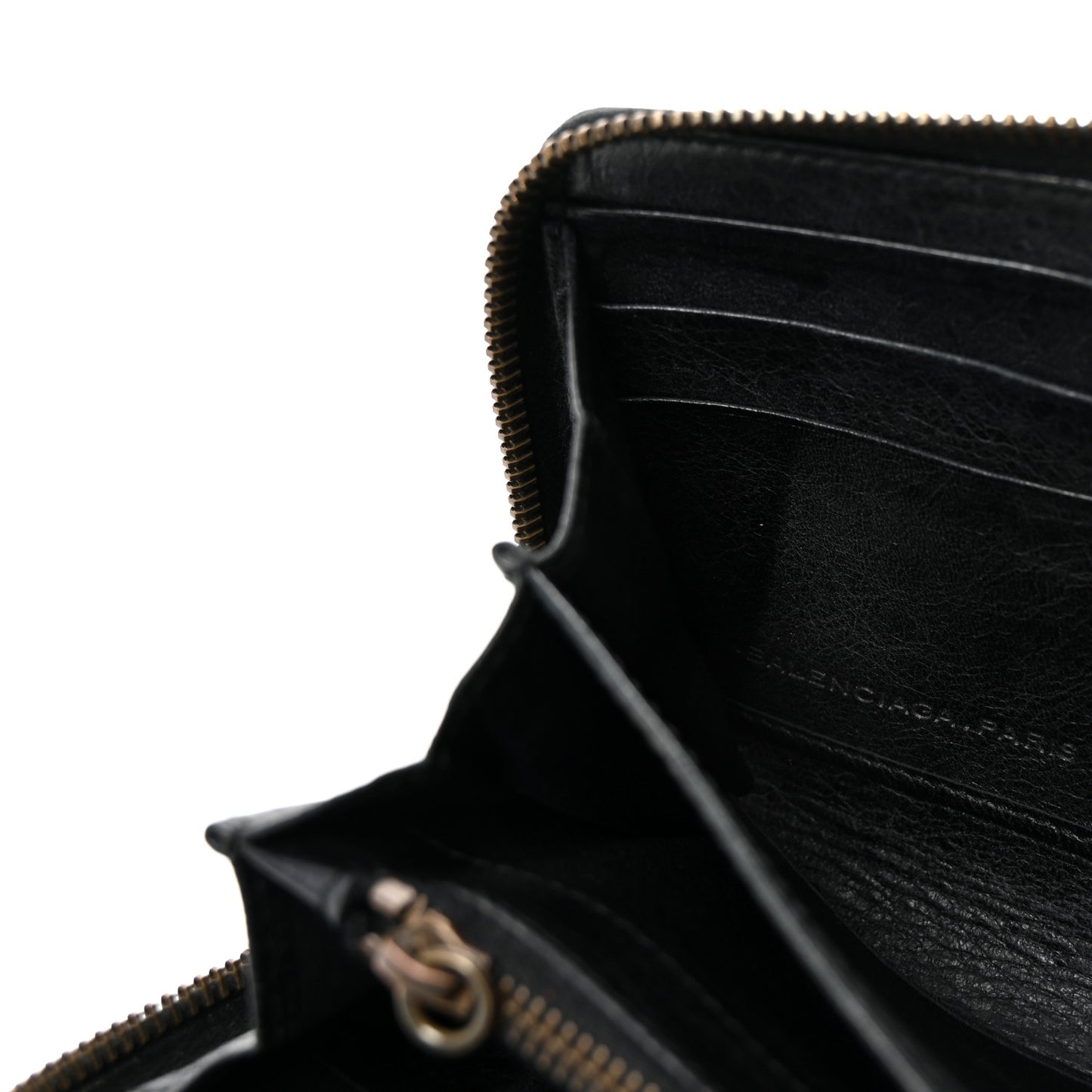 Agneau Classic Hardware Continental Zip Around Wallet Black