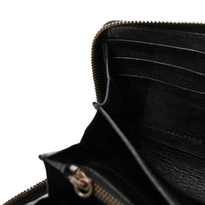 Balenciaga Agneau Classic Hardware Continental Zip Around Wallet Black 6 of 6