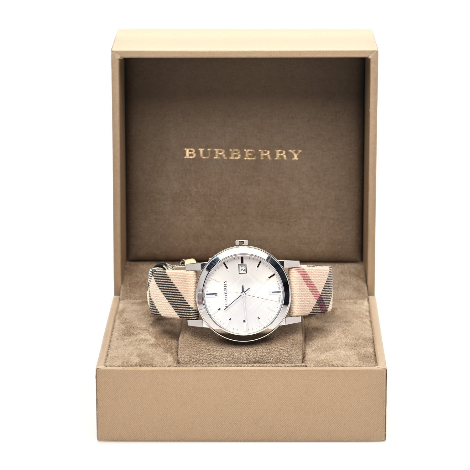 Burberry Stainless Steel Calfskin 38mm Heritage Nova Check Quartz