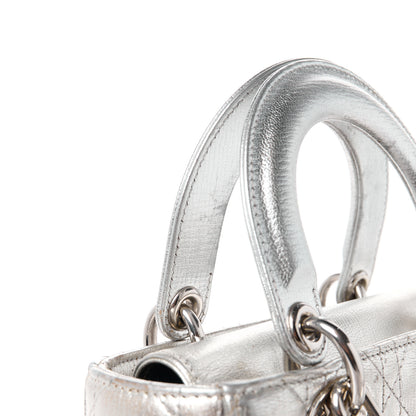 Christian Dior Metallic Grained Calfskin Cannage Small Lucky Badges My Lady Dior Silver 11 of 11