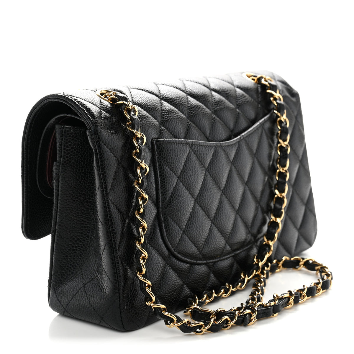 Caviar Quilted Medium Double Flap Black