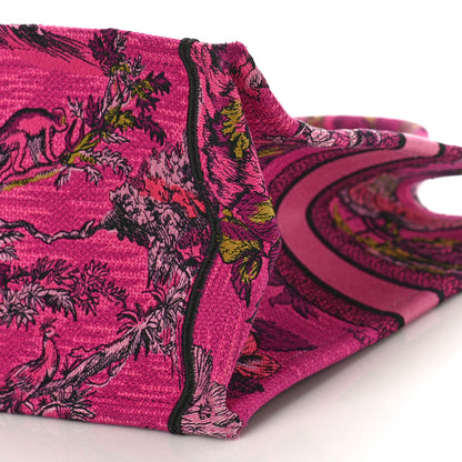 Christian Dior Canvas Embroidered Large Toile de Jouy Voyage Book Tote Fuchsia Multicolor 8 of 8