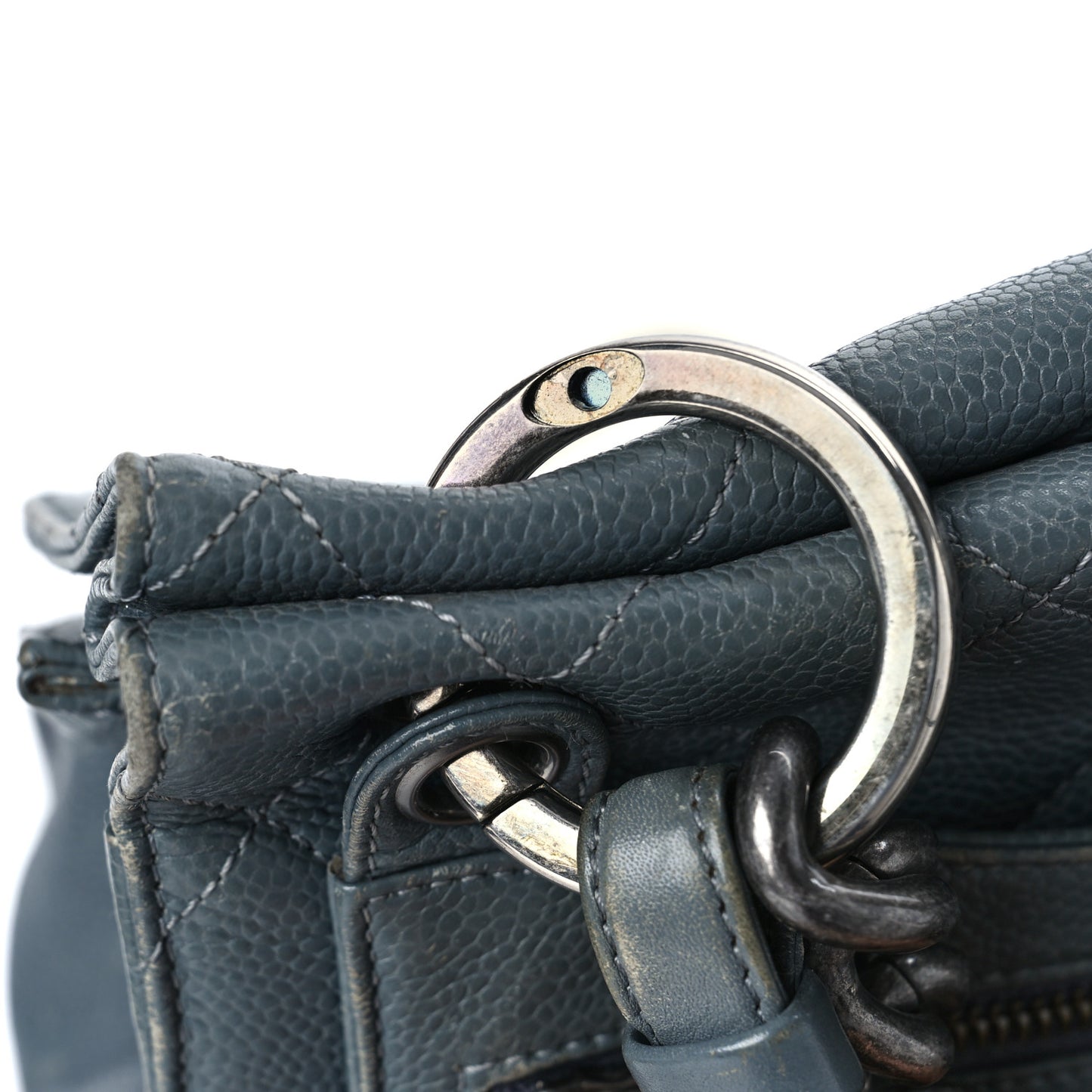 Caviar Quilted Large Retro Class Flap Grey