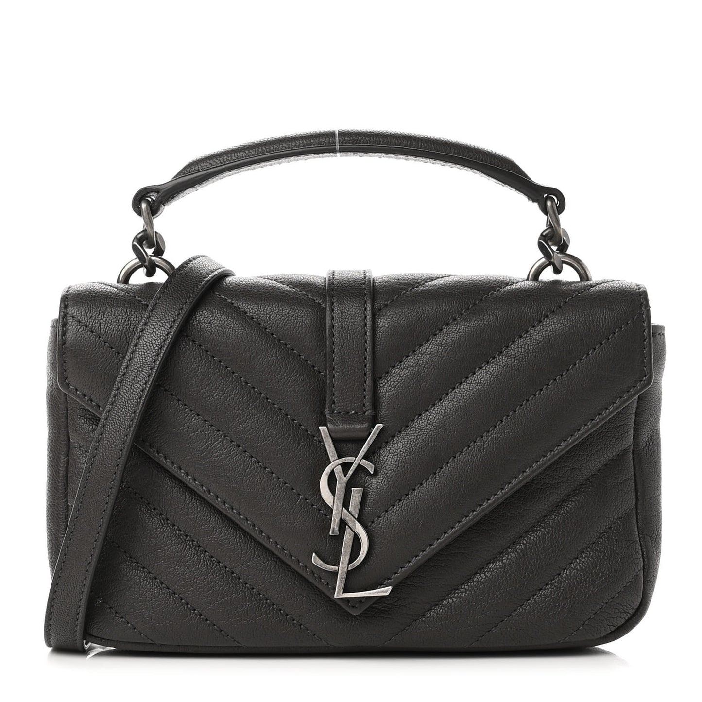 Sheepskin Matelasse Chevron Monogram College Chain Wallet Coal