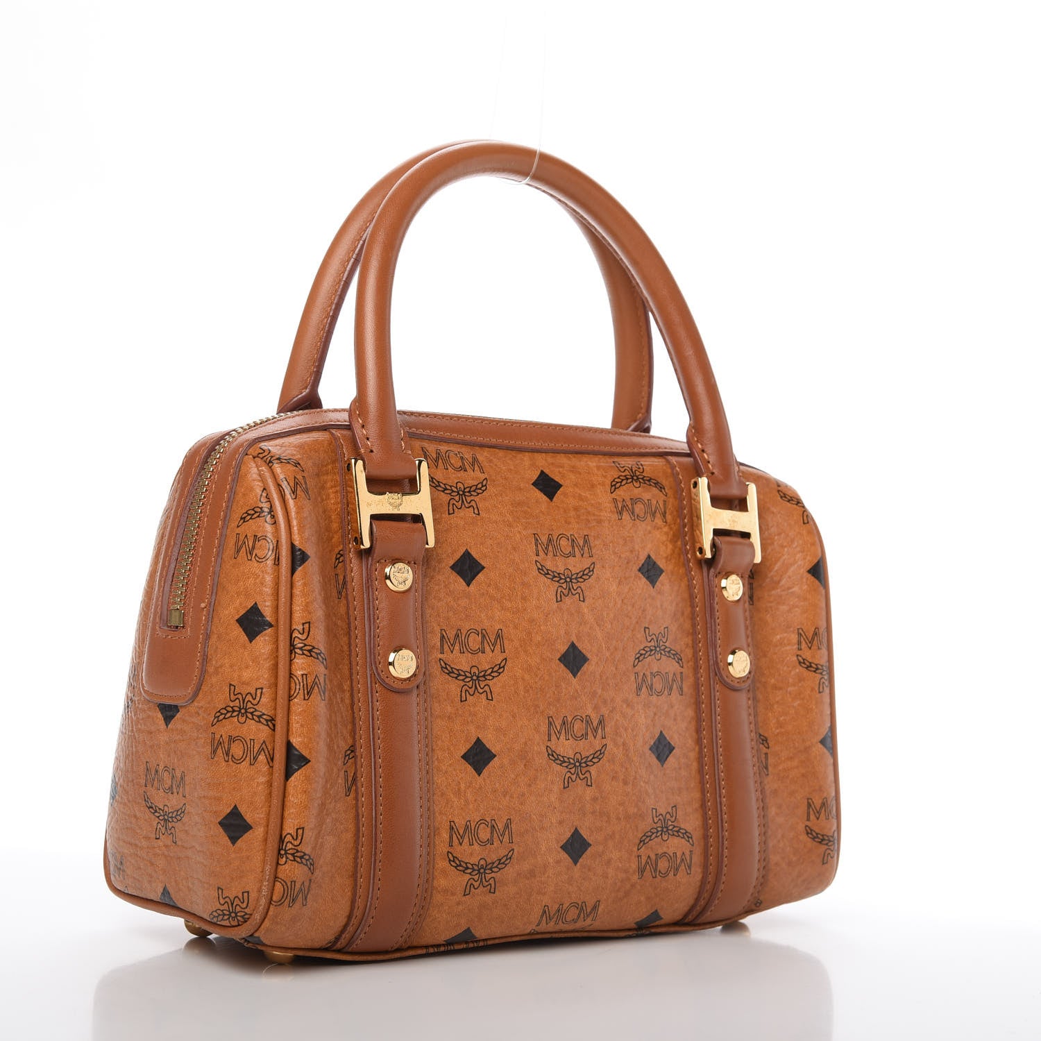 MCM Visetos Mini Boston Bag Cognac 3 of 13
