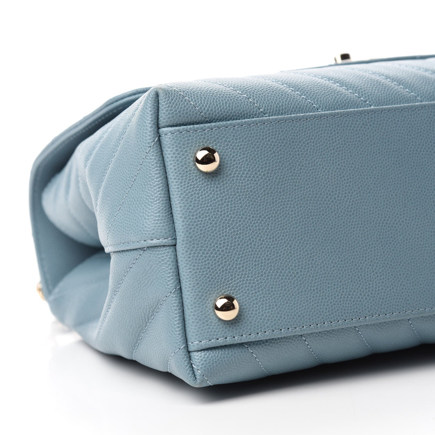 Chanel Caviar Chevron Quilted Small Coco Handle Flap Blue 6 of 11
