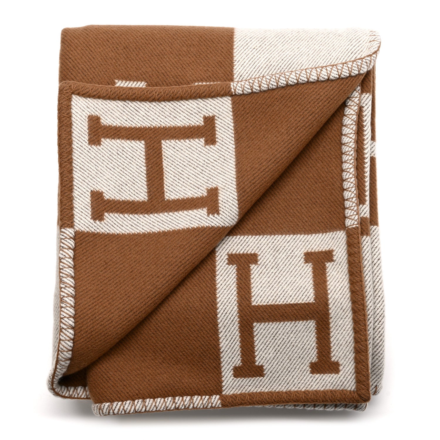 Hermes Wool Cashmere Avalon Blanket Ecru Camel 2 of 4