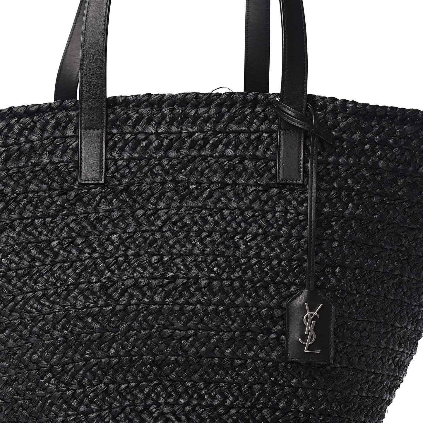 Raffia Medium Panier Bag Black