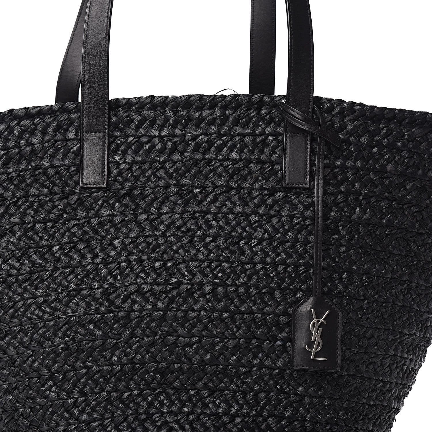 Saint Laurent Raffia Medium Panier Bag Black 9 of 9