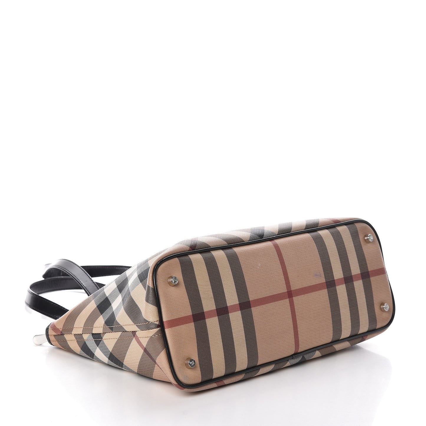 Patent Trim Nova Check Shopper Tote Black