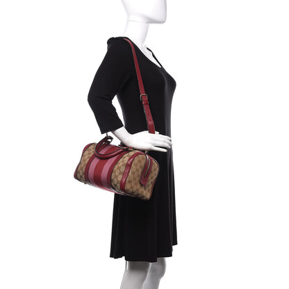 Gucci Monogram Cellarius Calfskin Vintage Web Small Boston Beige Ebony Soft Burgundy Peonia Flower Box Pink 2 of 14