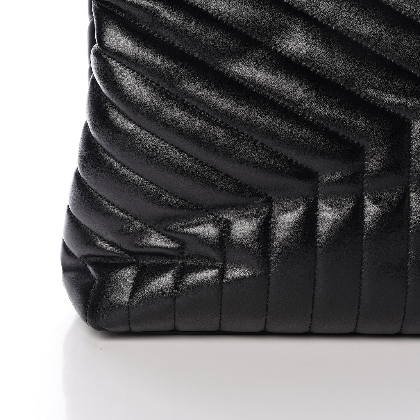 Calfskin Y Quilted Monogram Large Loulou Chain Satchel Black