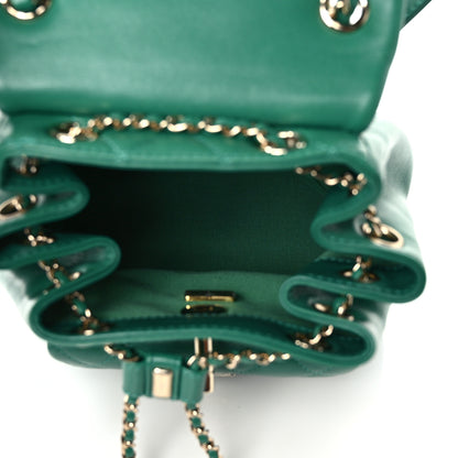 Chanel Lambskin Quilted Small Duma Drawstring Backpack Green 5 of 9