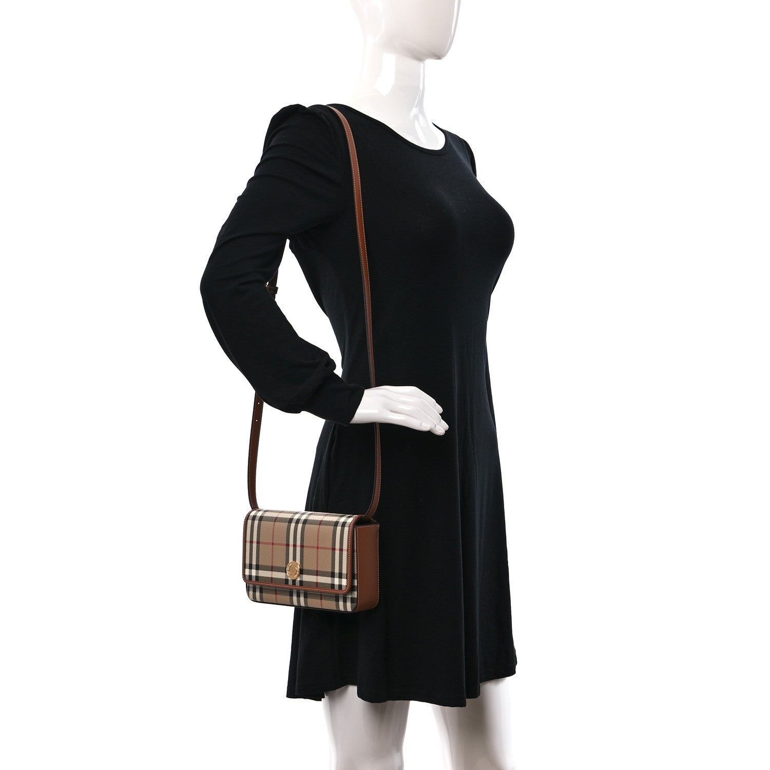 Burberry E-Canvas Vintage Check Hampshire Crossbody Archive Beige 2 of 8