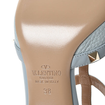 Valentino Garavani Pebbled Calfskin Rockstud Ankle Strap 65mm Pumps 38 Sky Sorbet 6 of 9