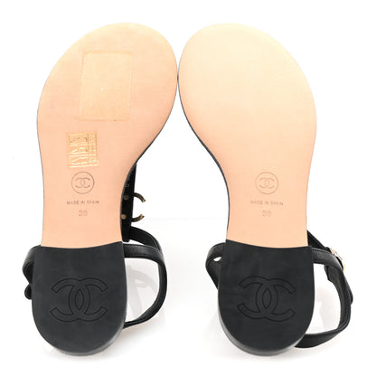 Chanel Lambskin CC Logo Thong Sandals 36 Black 6 of 10