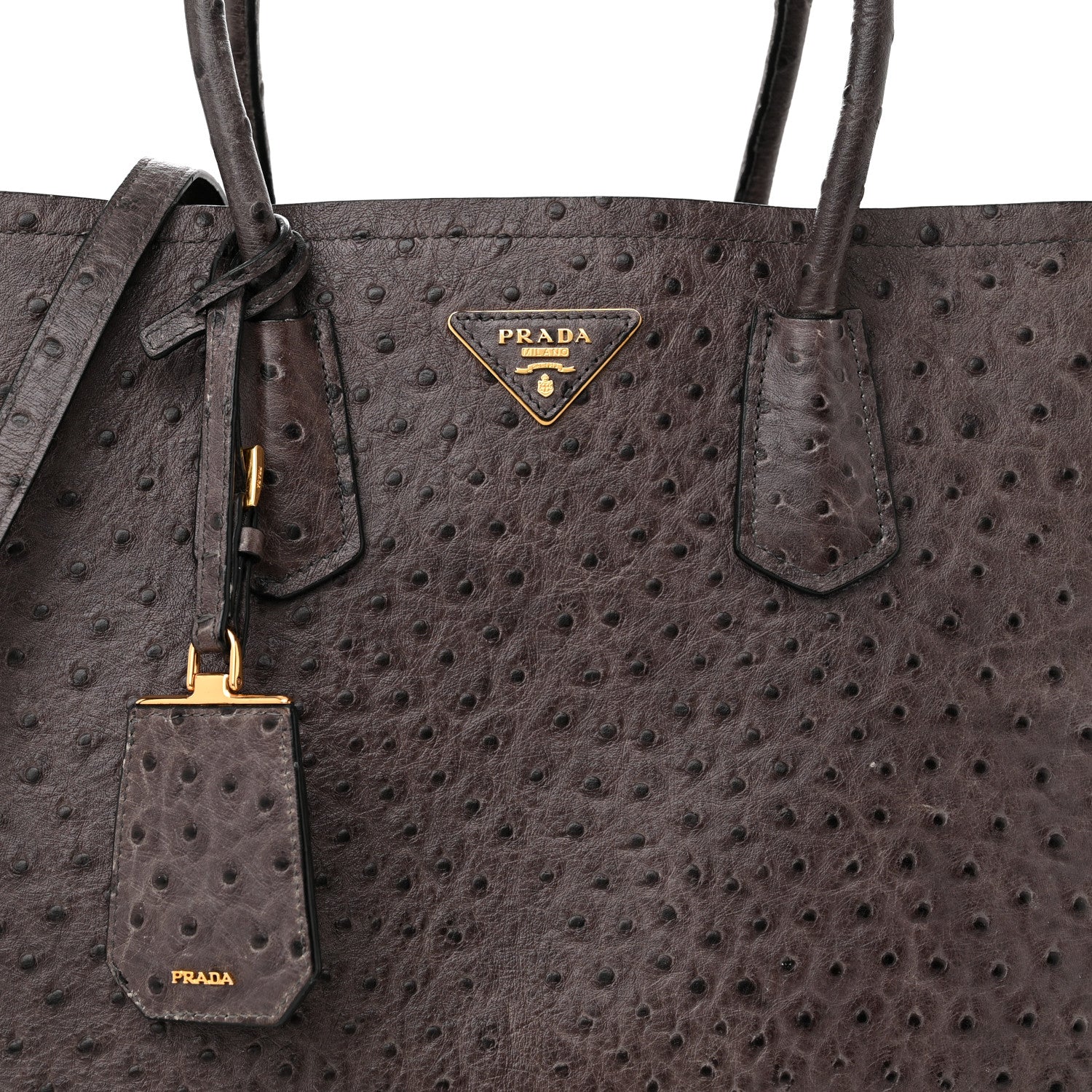 Prada Ostrich Double Bag Grey 7 of 16