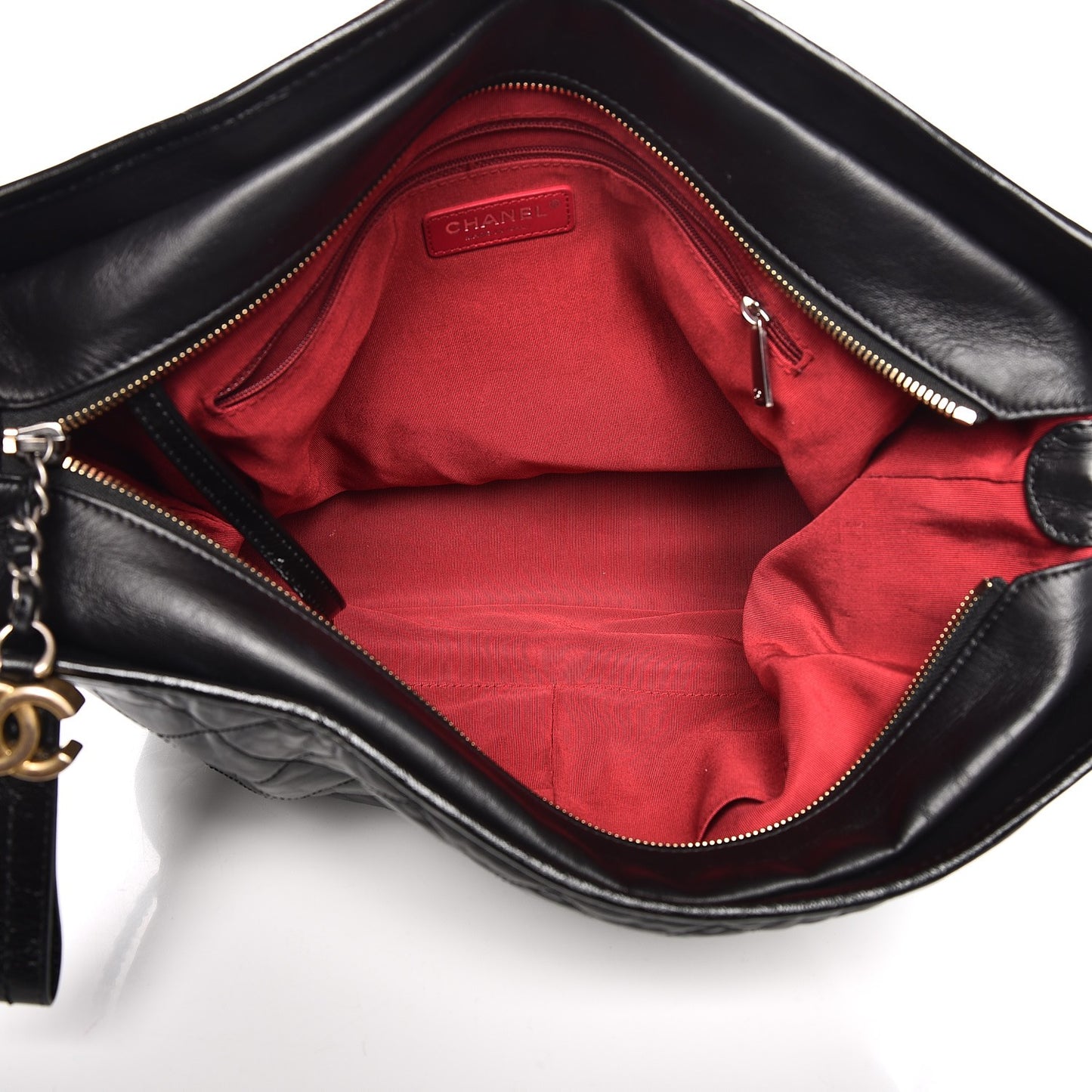 Aged Calfskin Quilted Large Gabrielle Hobo Black