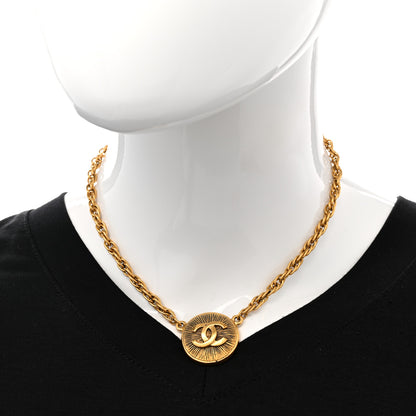 Chanel Metal CC Round Pendant Necklace Gold 2 of 7