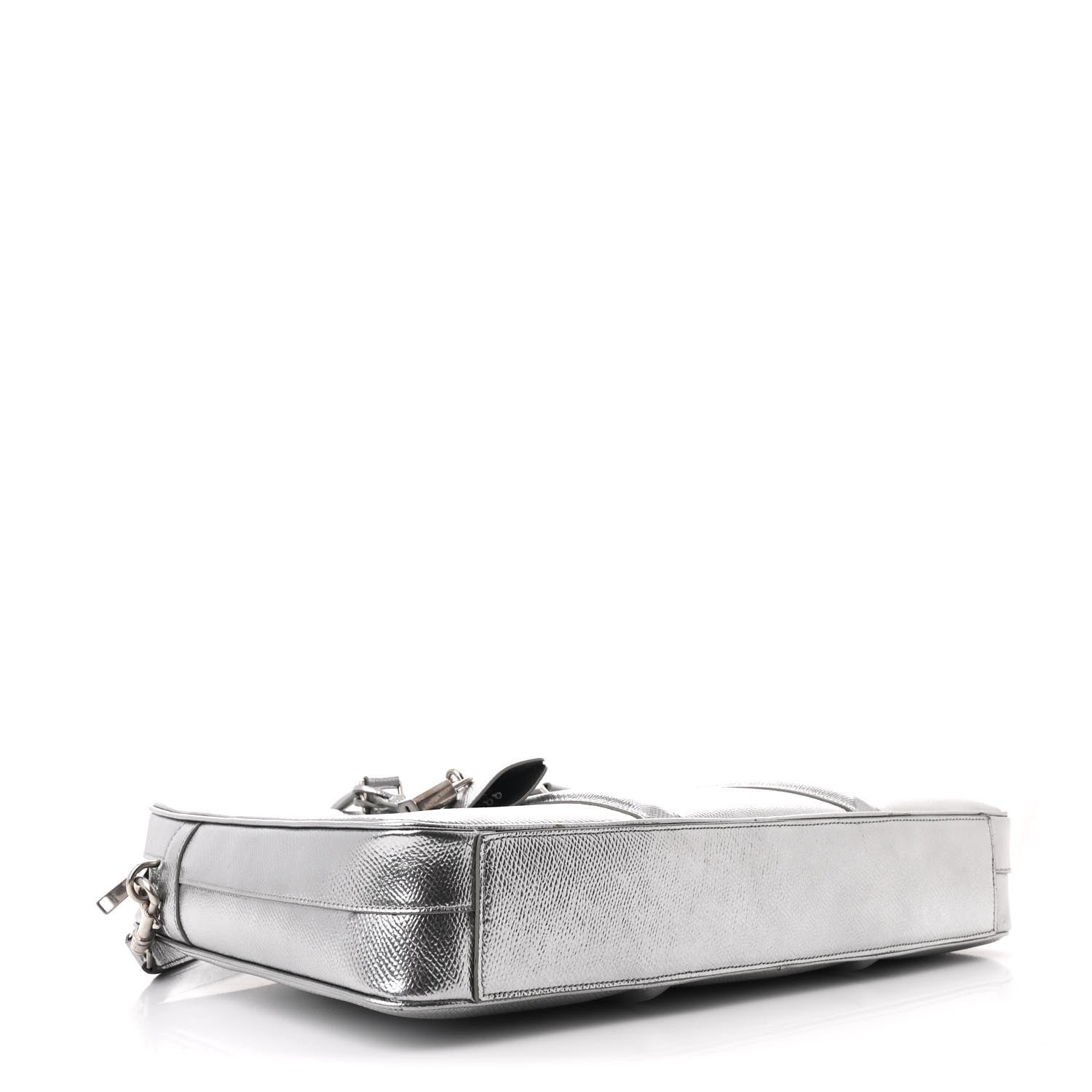 Celine Laminated Grained Calfskin Medium Briefcase Silver 4 of 13