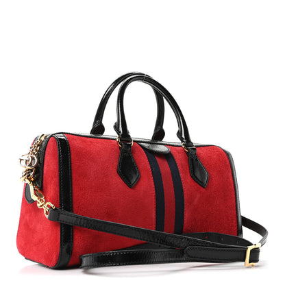Gucci Suede Patent Web Medium Ophidia Boston Hibiscus Red Black 3 of 10