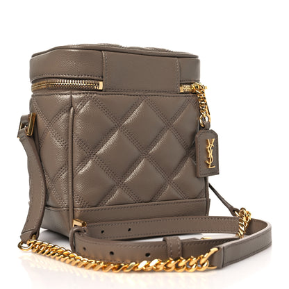 Saint Laurent Grain de Poudre Quilted 80's Vanity Bag Dark Beige 3 of 8