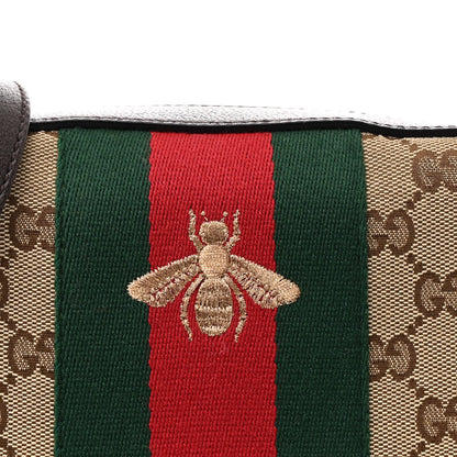 Gucci GG Supreme Monogram Web Small Webby Bee Shoulder Bag Dark Brown 9 of 11