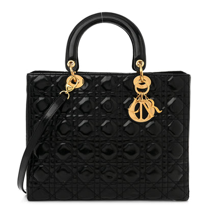 Christian Dior Patent Cannage Large Lady Dior Black 1 of 9