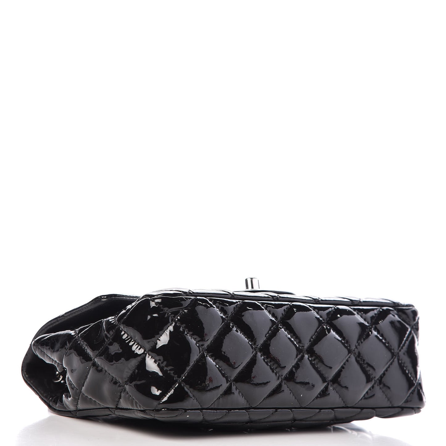 Patent Calfskin Quilted Mini Rectangular Flap Black