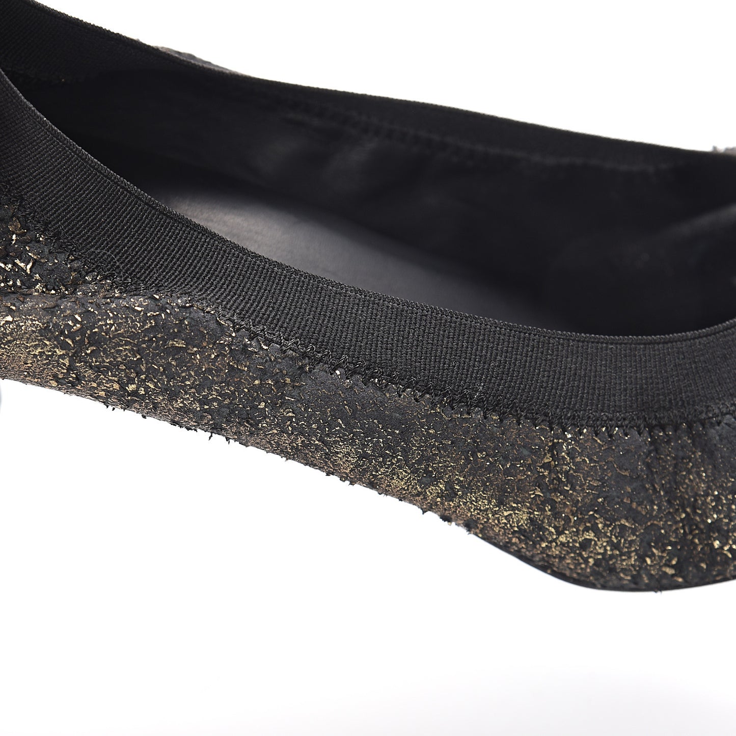 Metallic Lambskin Cap Toe CC Elastic Stretch Pumps 38.5 Black