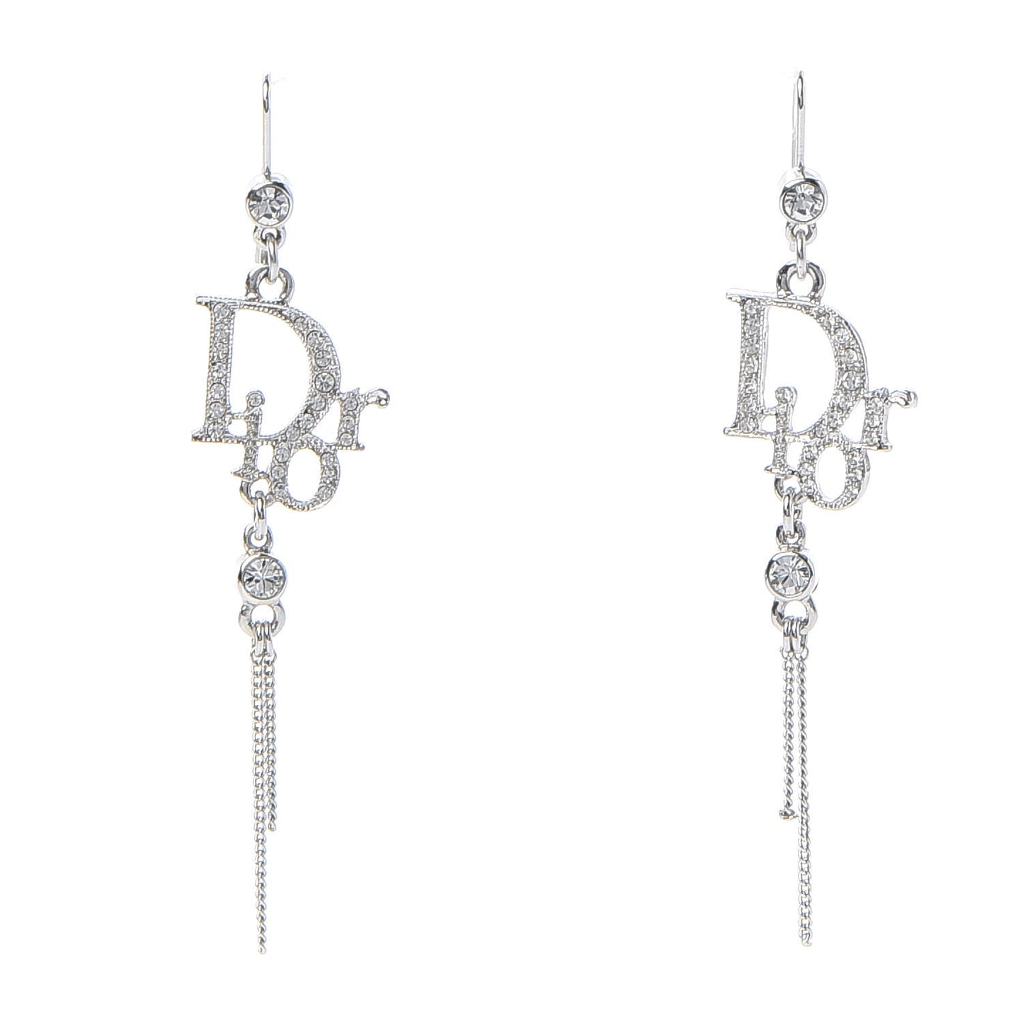 Crystal Signature Drop Earrings Silver