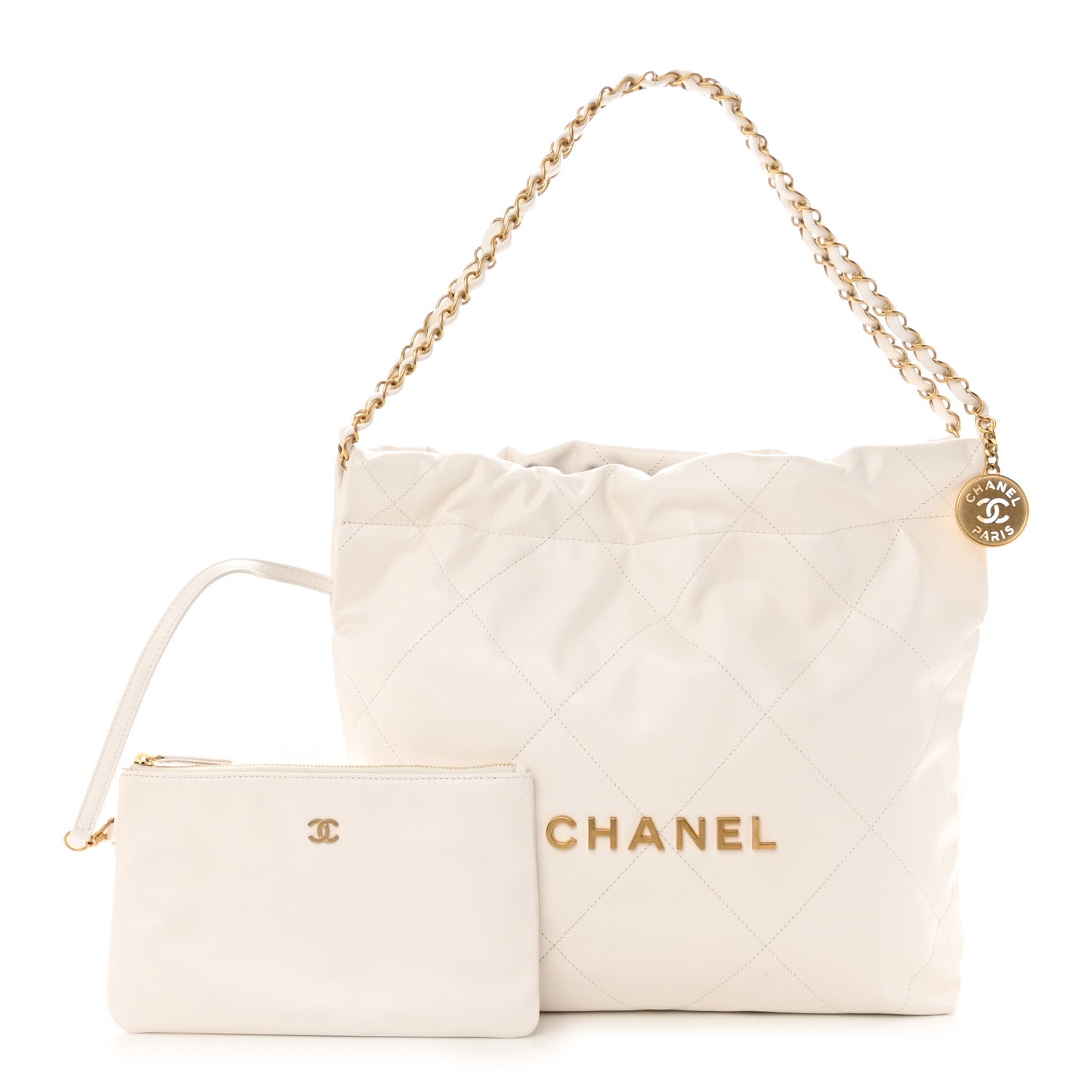 Chanel Shiny Calfskin Quilted Small Chanel 22 White 1 of 12