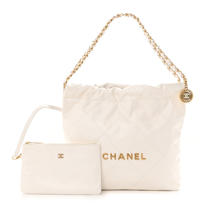 Chanel Shiny Calfskin Quilted Small Chanel 22 White 1 of 12
