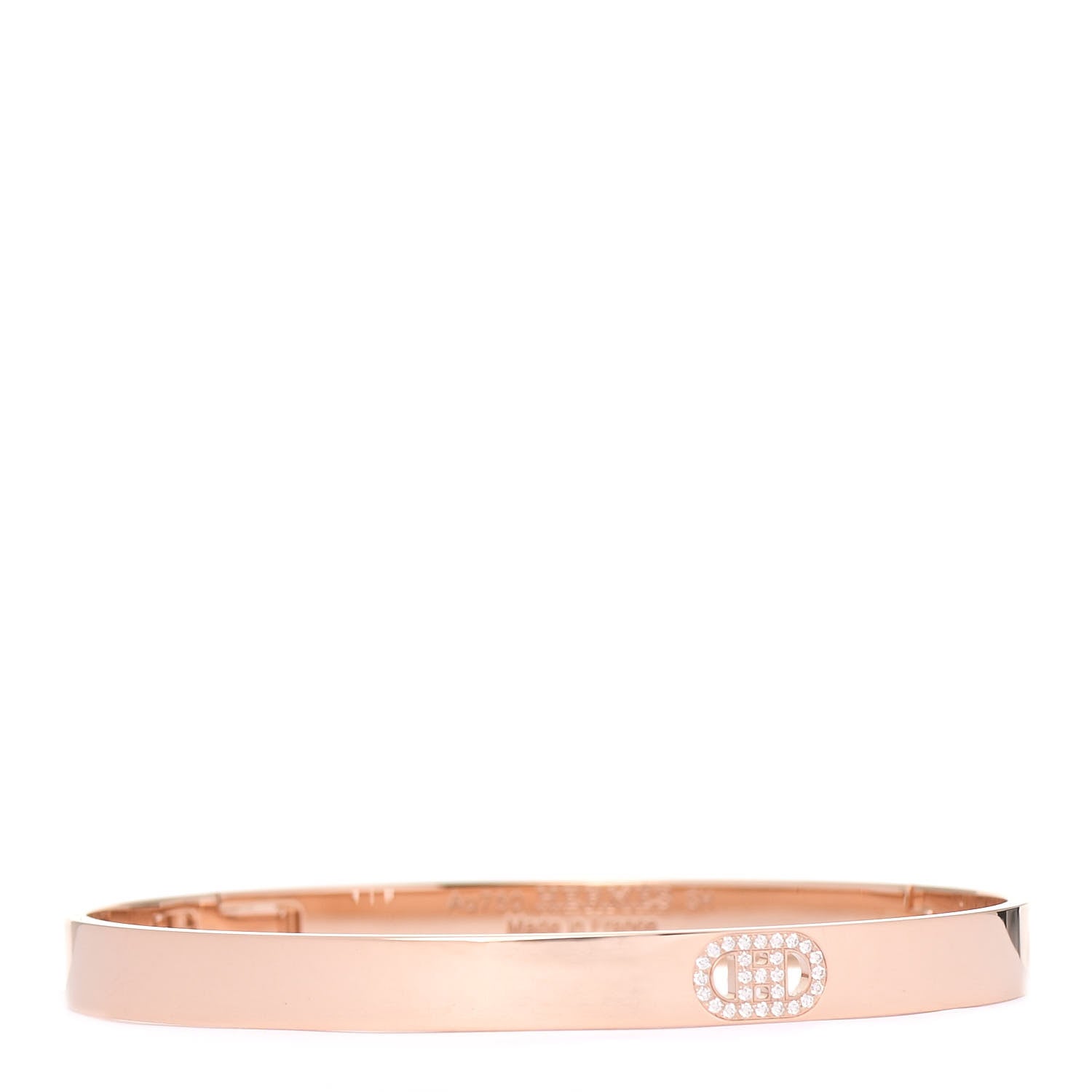 Hermes 18K Rose Gold Diamond PM H D'Ancre Bracelet SH 1 of 5
