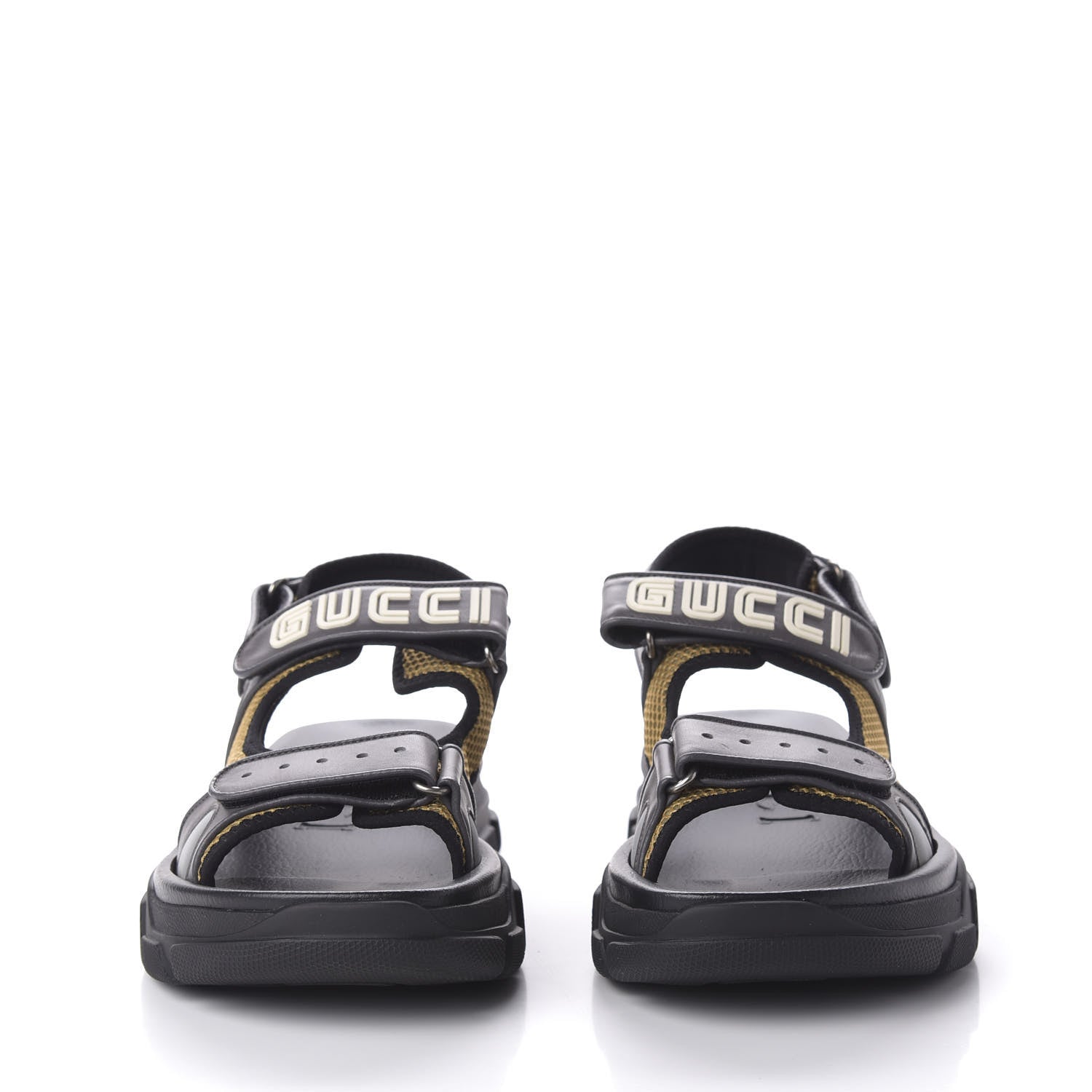 Gucci X SEGA Nappa Mesh Mens Aguru Sandals 10 Loess Black 2 of 8