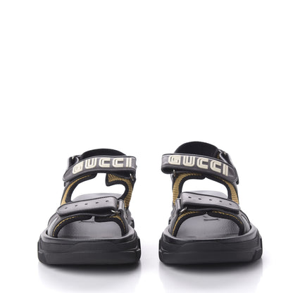 Gucci X SEGA Nappa Mesh Mens Aguru Sandals 10 Loess Black 2 of 8