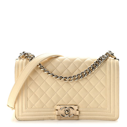 Chanel Lambskin Quilted Medium Boy Flap Light Beige 1 of 11