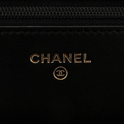 Chanel Lambskin Quilted CC Pearl Crush Wallet on Chain WOC Black 6 of 11