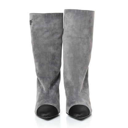 Chanel Suede Calfskin Satin Gabrielle Cap Toe Short Boots 39.5 Grey Black 2 of 10