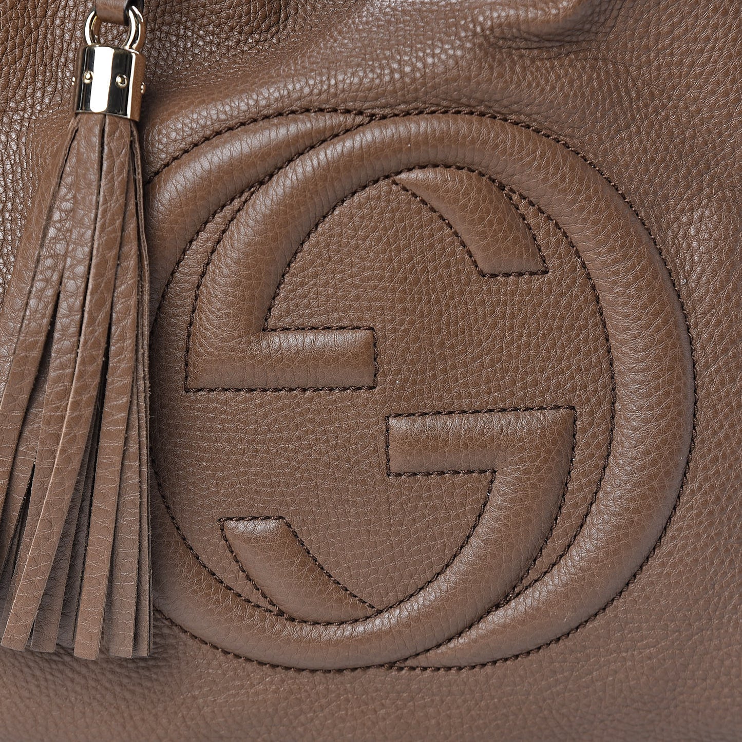 Pebbled Calfskin Medium Soho Shoulder Bag Brown