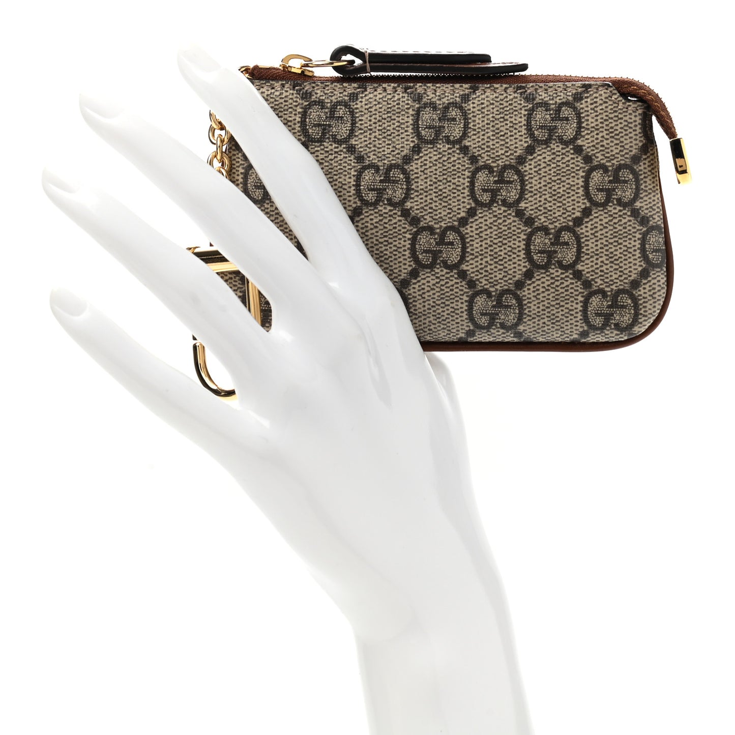 GG Supreme Monogram Key Case Brown