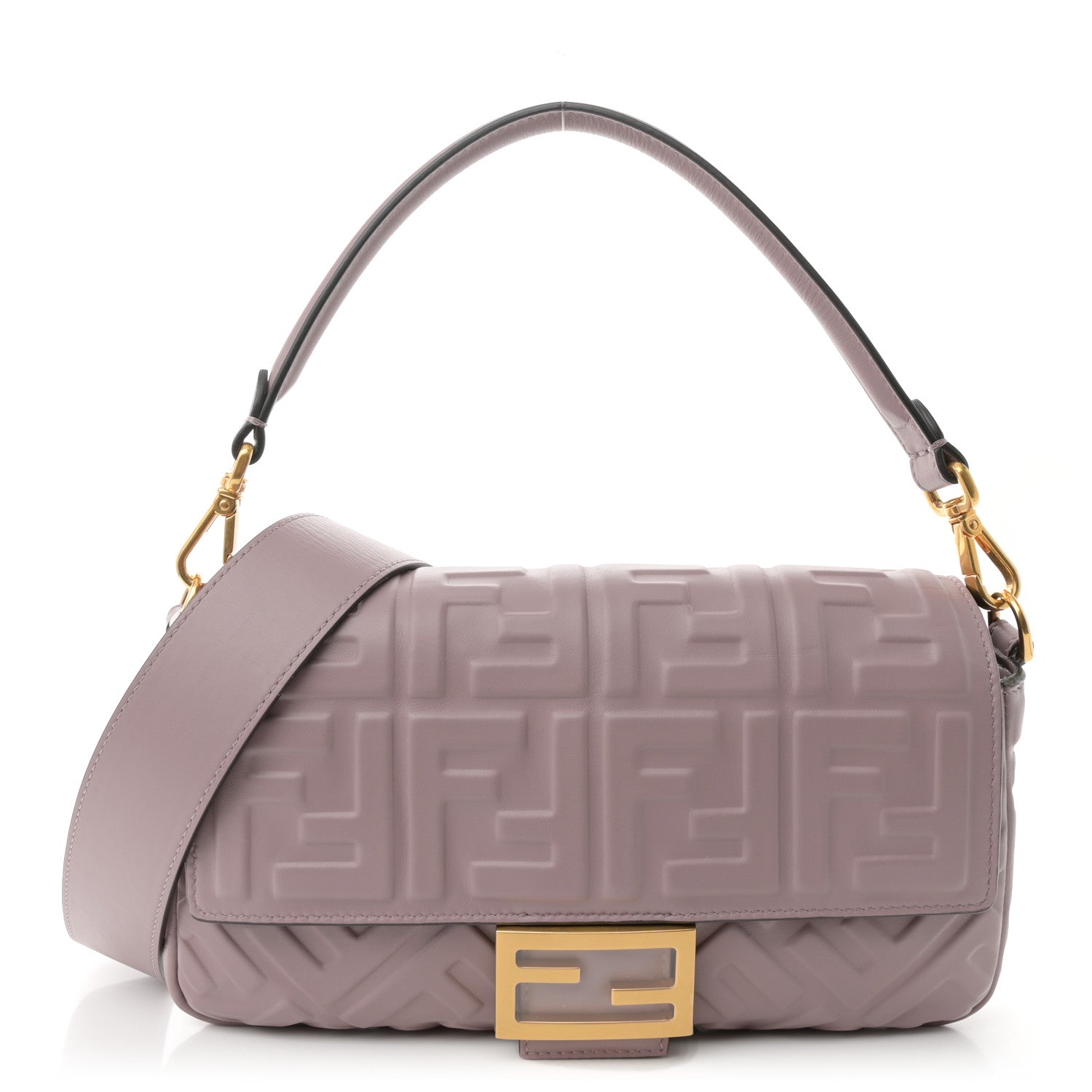 Fendi Nappa FF 1974 Embossed Baguette Dusty Mauve 1 of 10