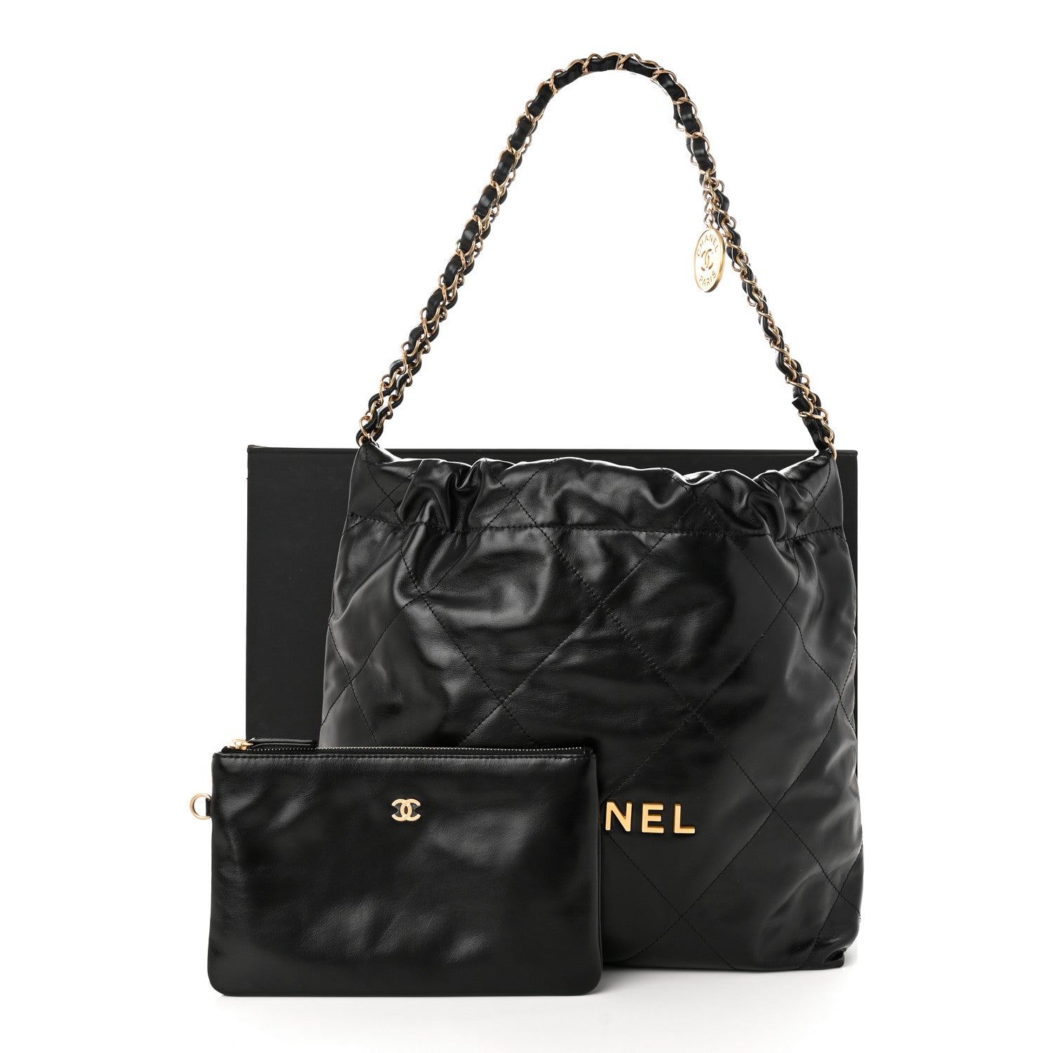 Chanel Shiny Calfskin Quilted Small Chanel 22 Black 12 of 12